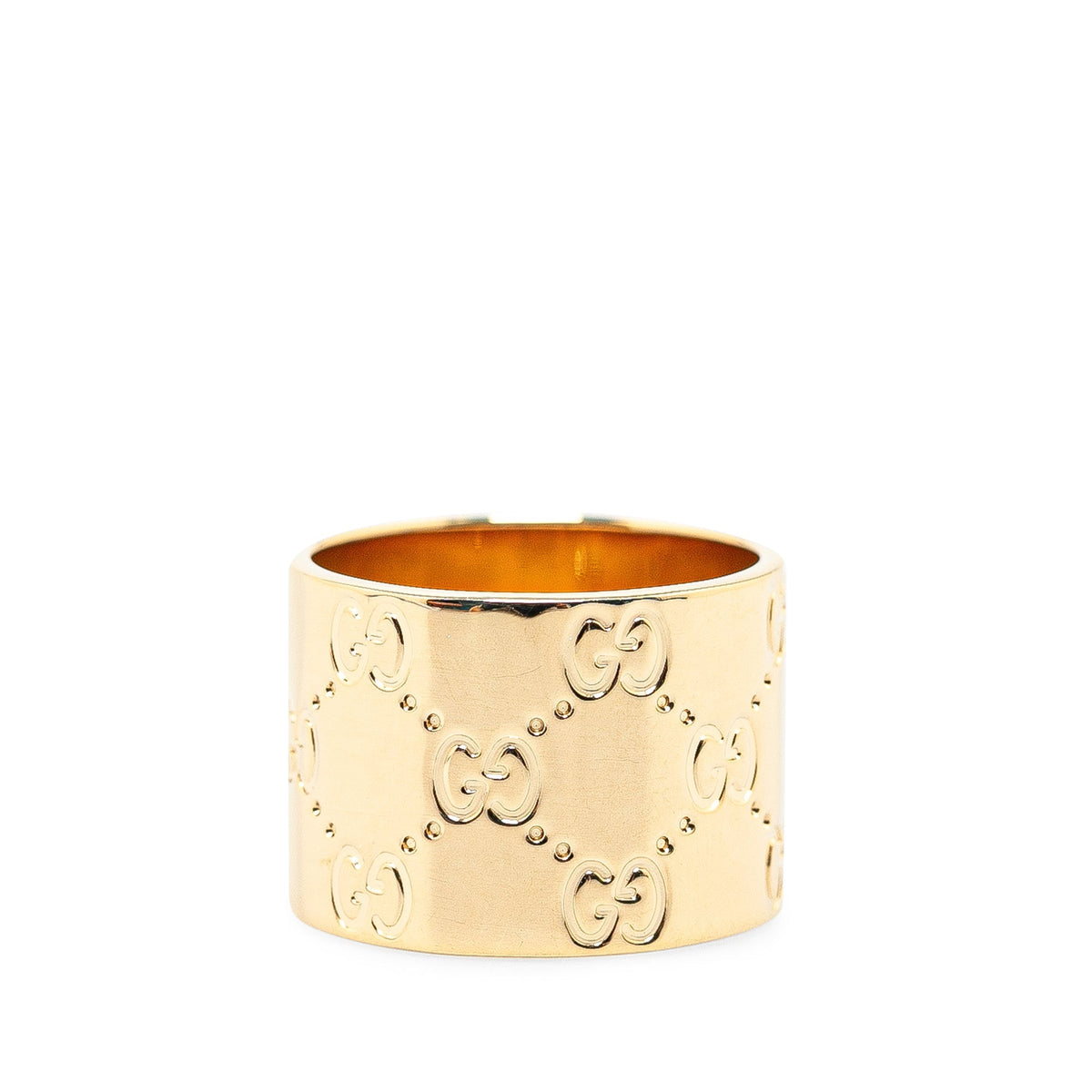 GUCCI 18K Yellow Gold Wide Icon Ring Costume Ring