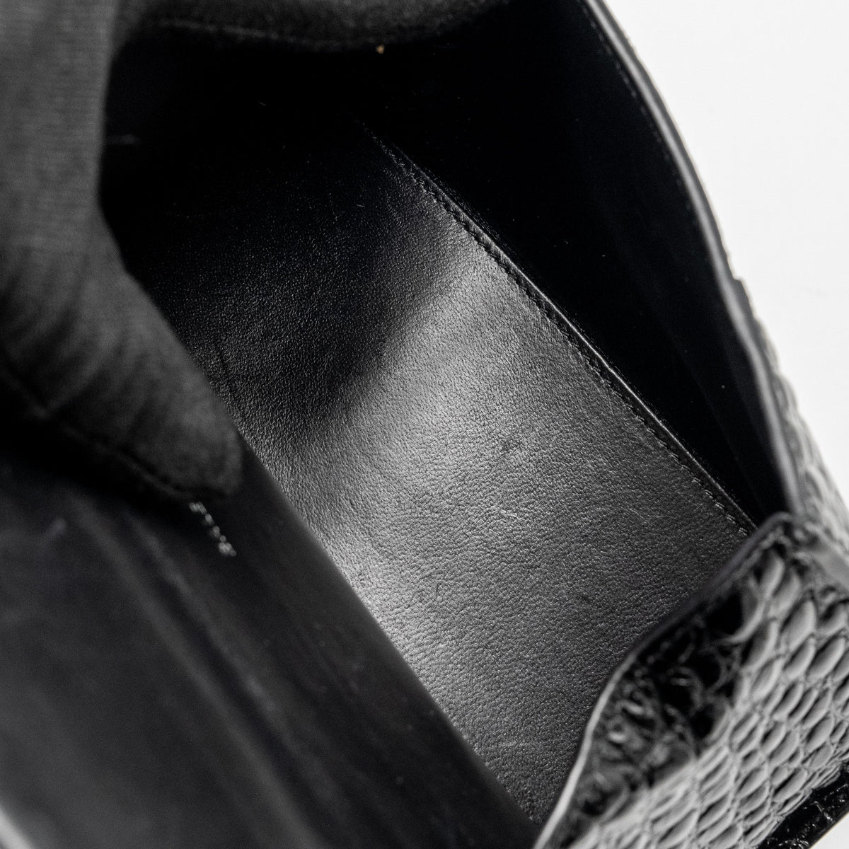 balenciaga XS Hourglass Croc-embossed Calfskin So Black