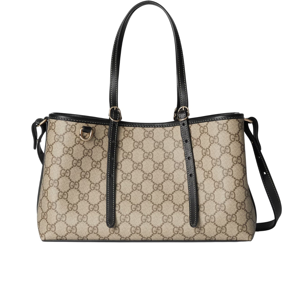 GG GG EMBLEM SMALL TOTE BAG BEIGE AND DARK BROWN 31CM 815214 FAD6L 9741