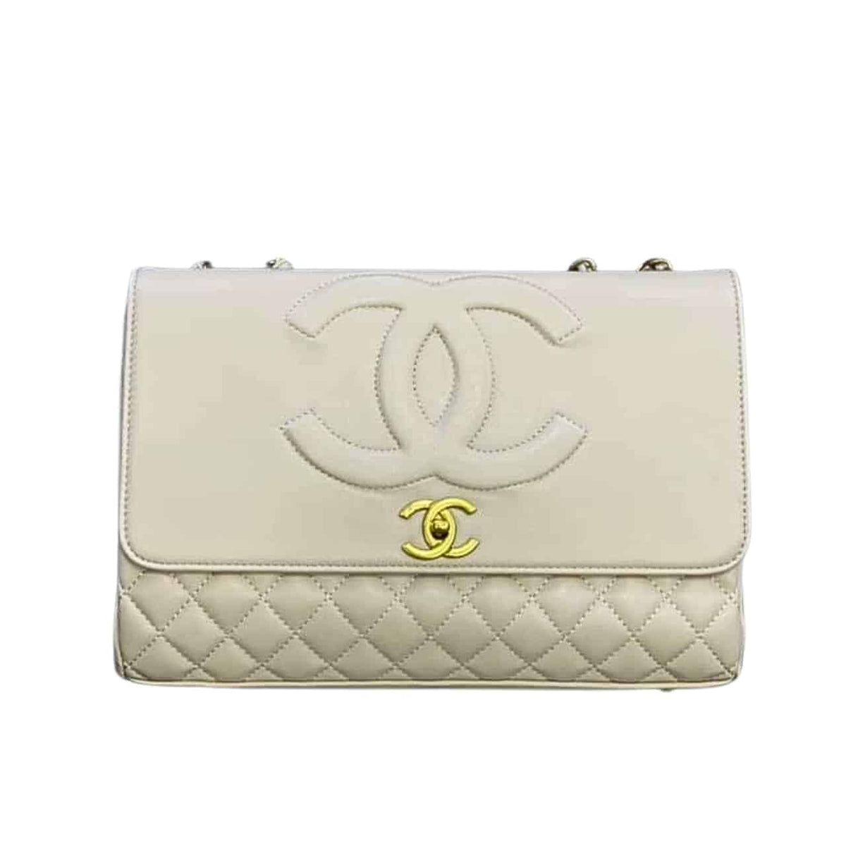 CC COCO MARK FLAP BAG WHITE 22CM
