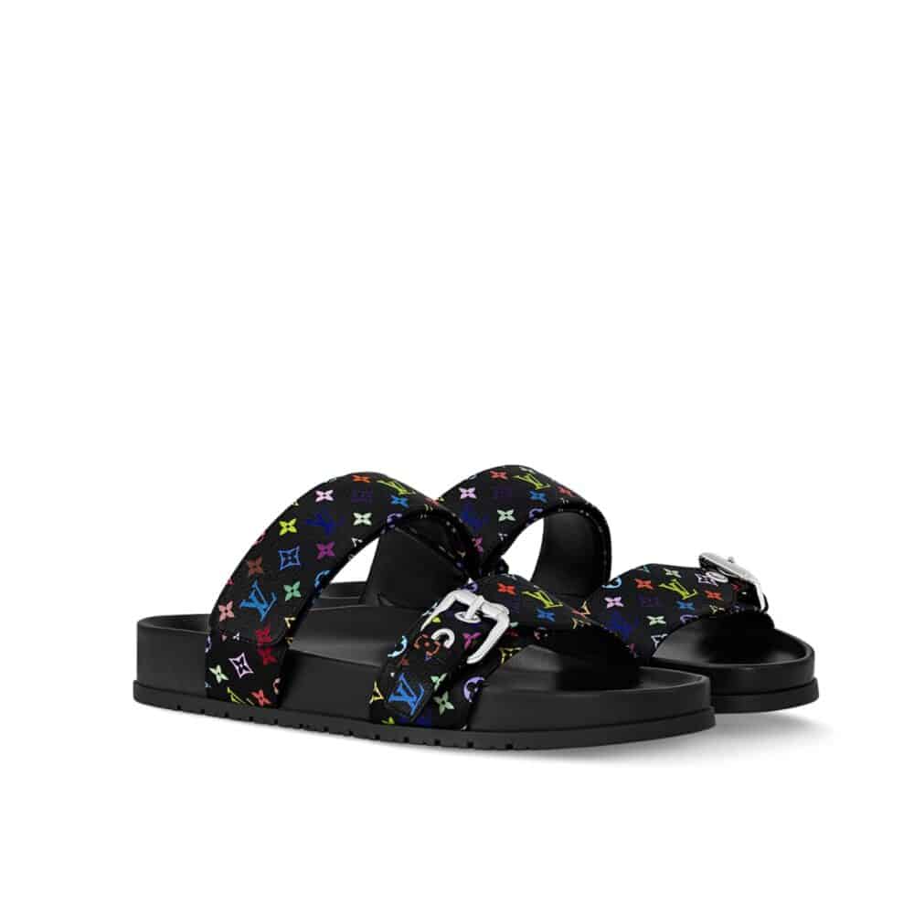 LV X TAKASHI MURAKAMI BOM DIA FLAT COMFORT MULE BLACK 1AGXUB
