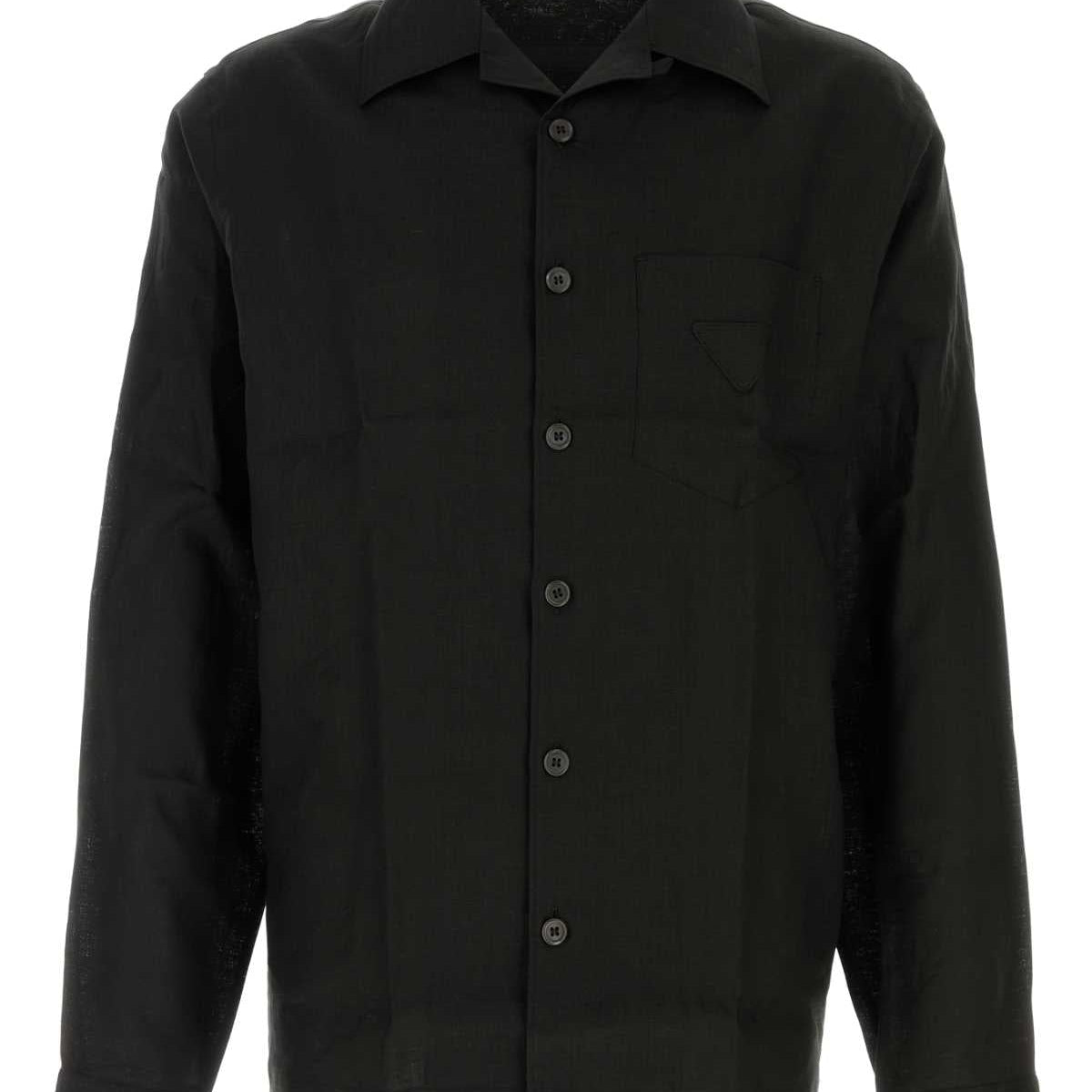 PRADA Men's Linen Front Pocket Shirt