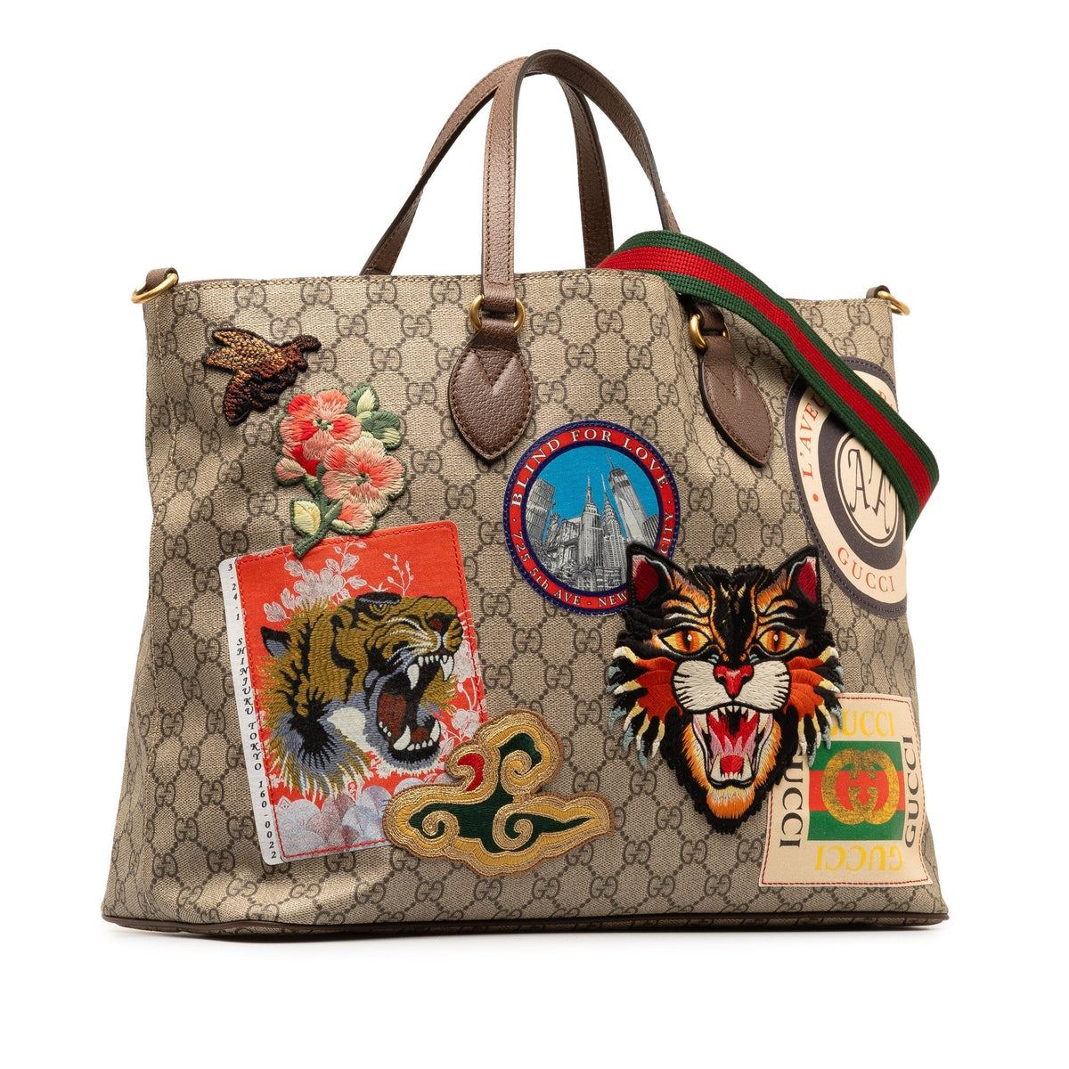 GUCCI Medium GG Supreme Soft Courrier Tote Satchel