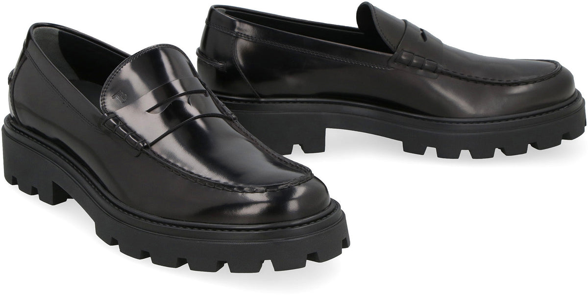 LEATHER PLATFORM LOAFERS