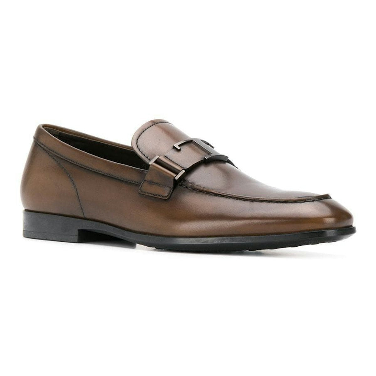 T LOGO LEATHER LOAFERS