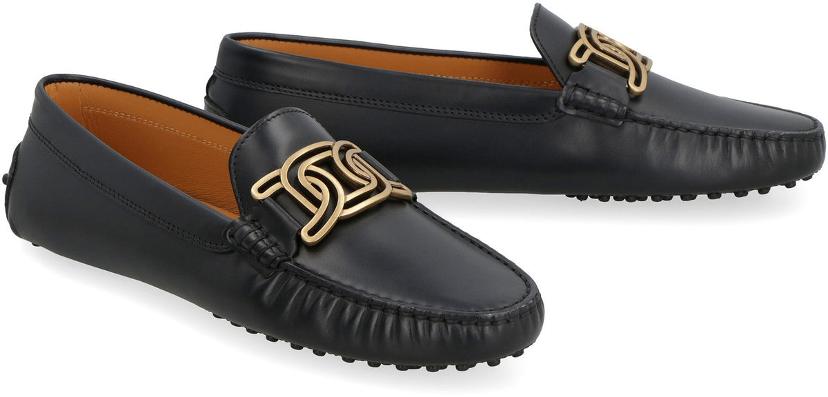 LEATHER CHAIN LINK DETAIL LOAFERS