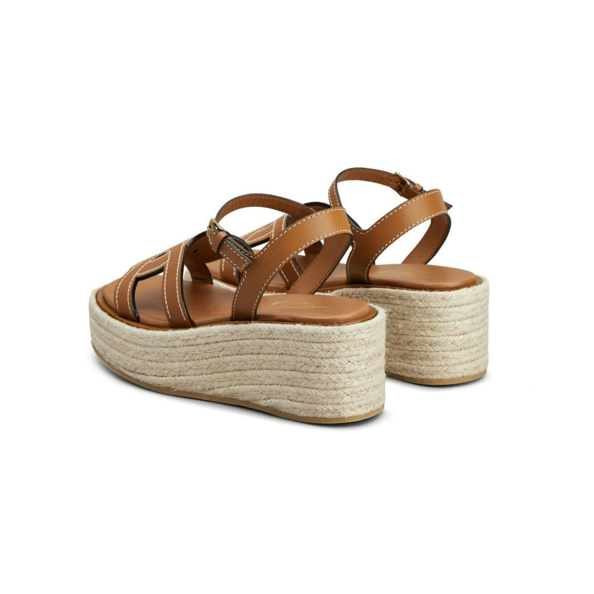 RAFIA AND LEATHER WEDGE SANDALS