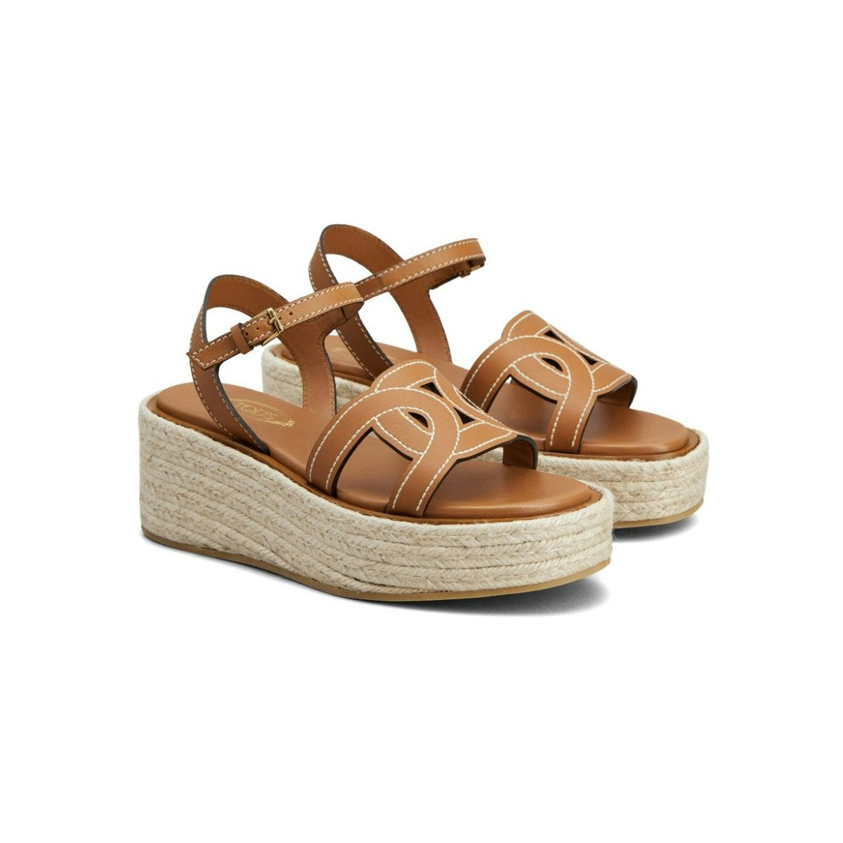 RAFIA AND LEATHER WEDGE SANDALS
