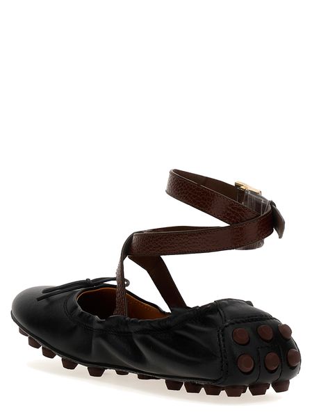 BUBBLE LEATHER BALLET FLATS SHOES WITH STRAP
