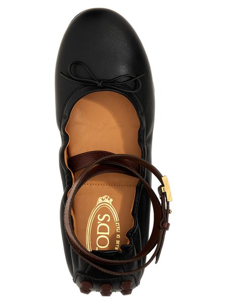 BUBBLE LEATHER BALLET FLATS SHOES WITH STRAP