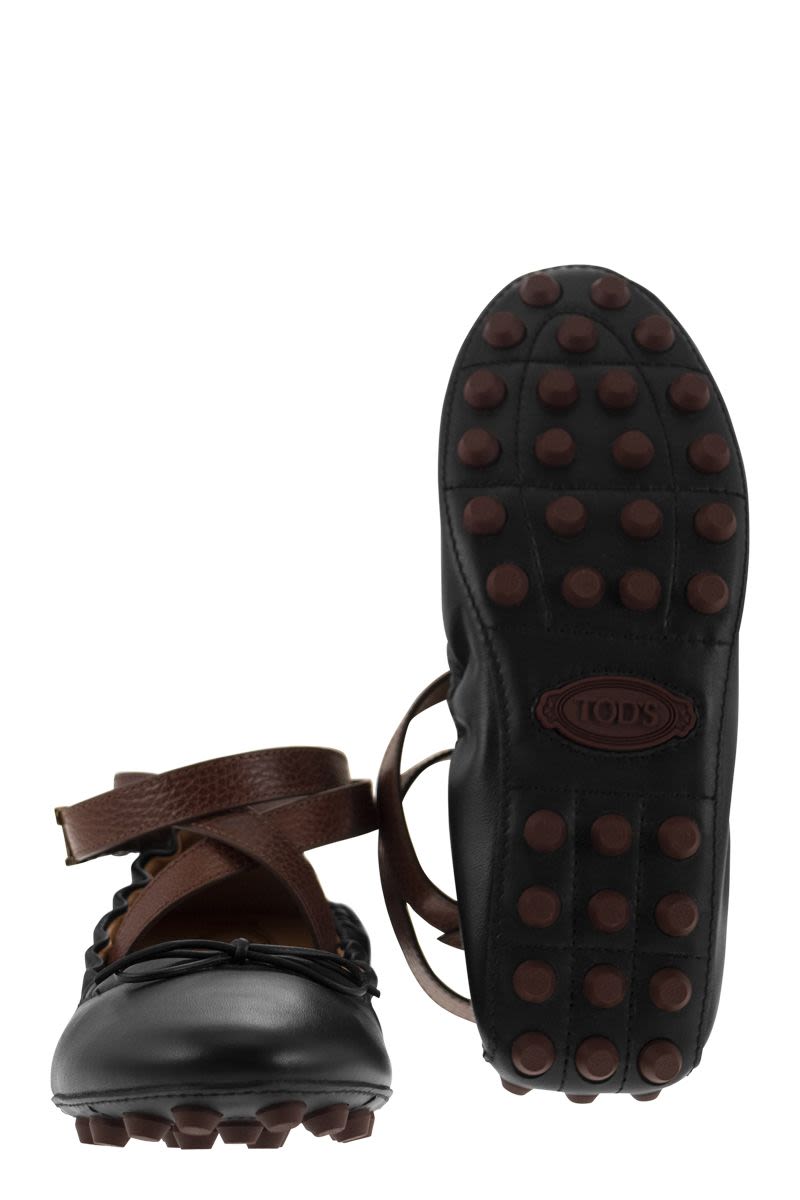 BUBBLE LEATHER BALLET FLATS SHOES WITH STRAP
