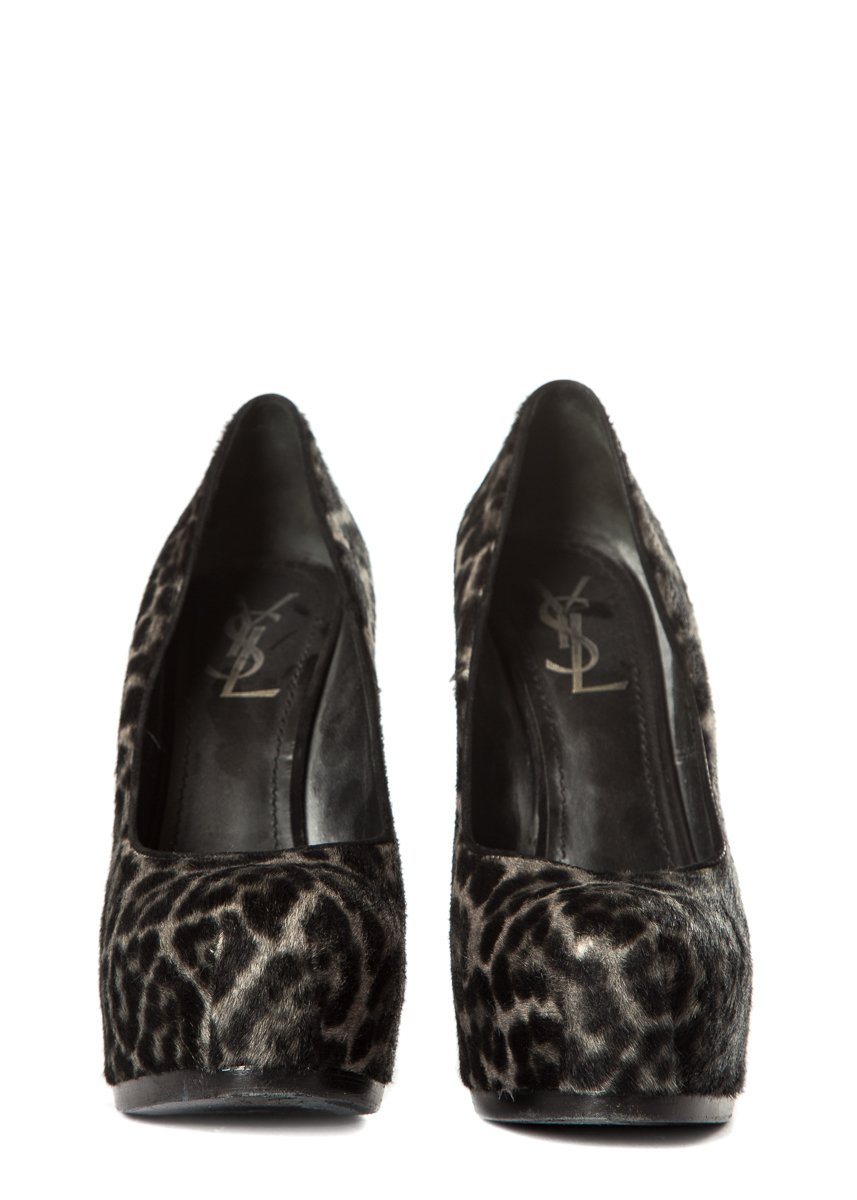 Yves Saint Laurent Grey Ponyhair Tribute Two Pumps SZ 39