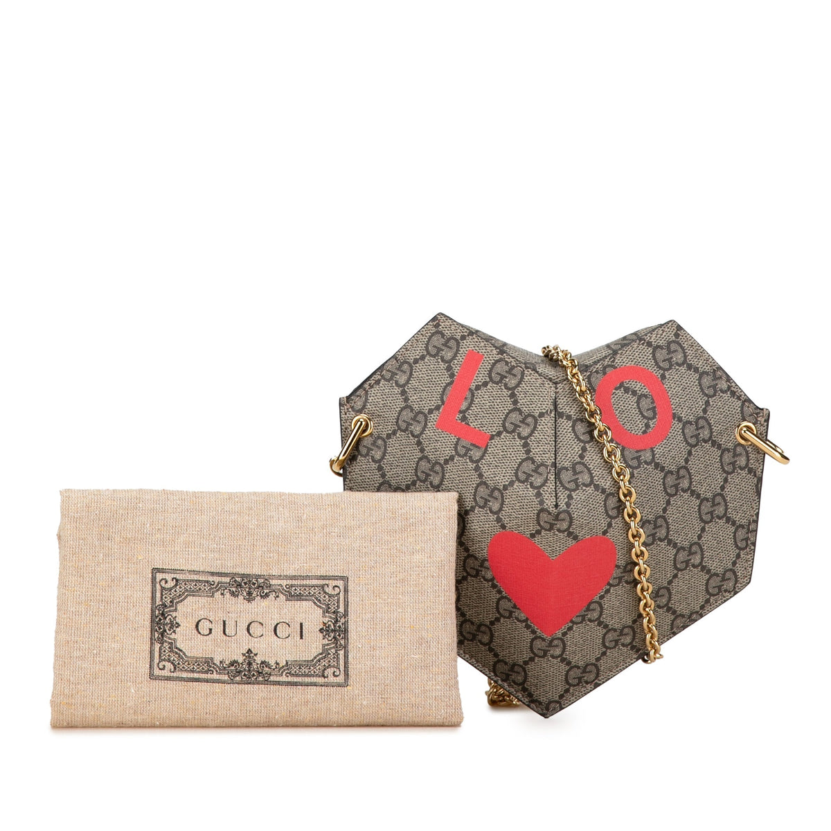 GUCCI GG Supreme Heart Love on Chain Crossbody Bag