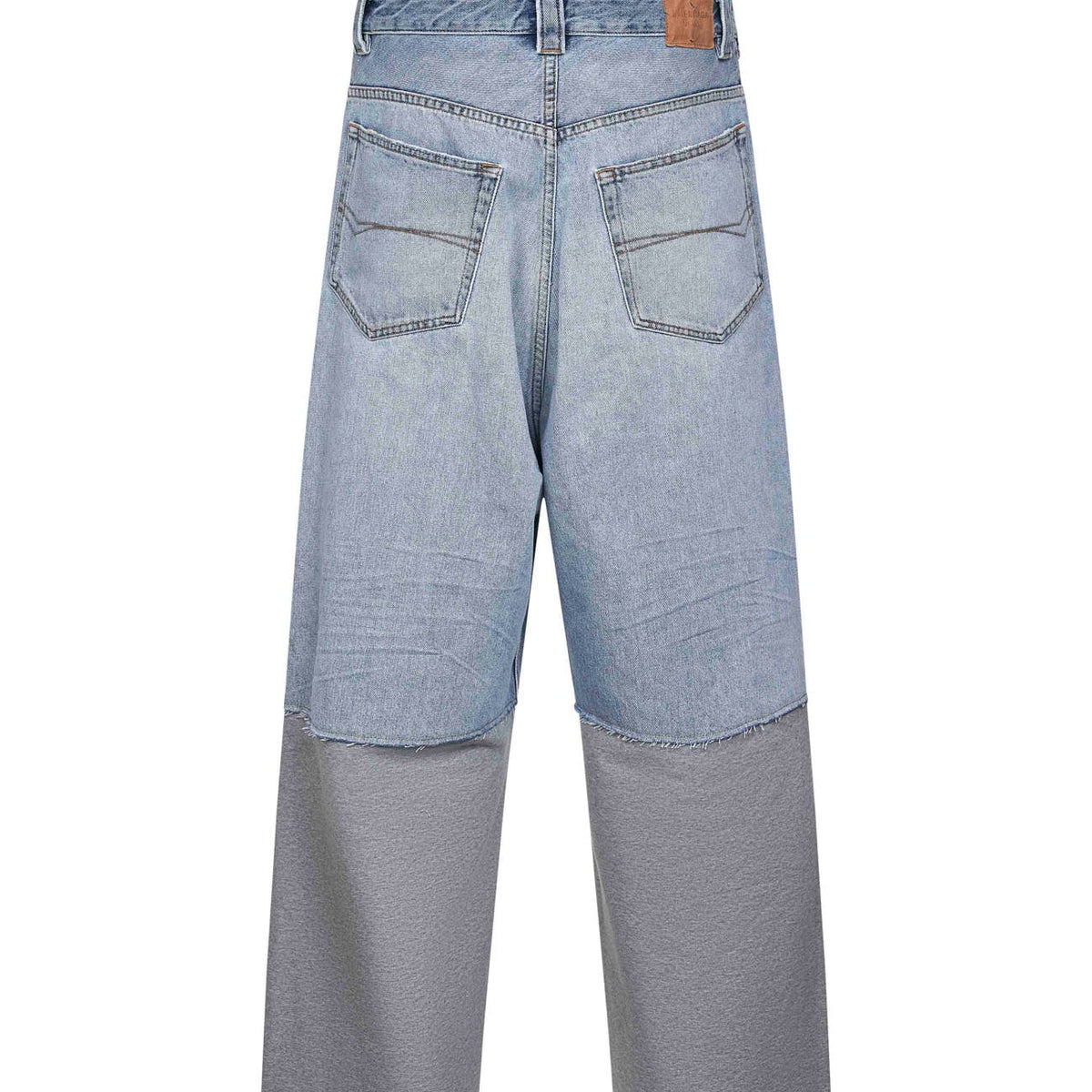 Balenciaga Men Light Blue Denim And Grey Fleece Trousers