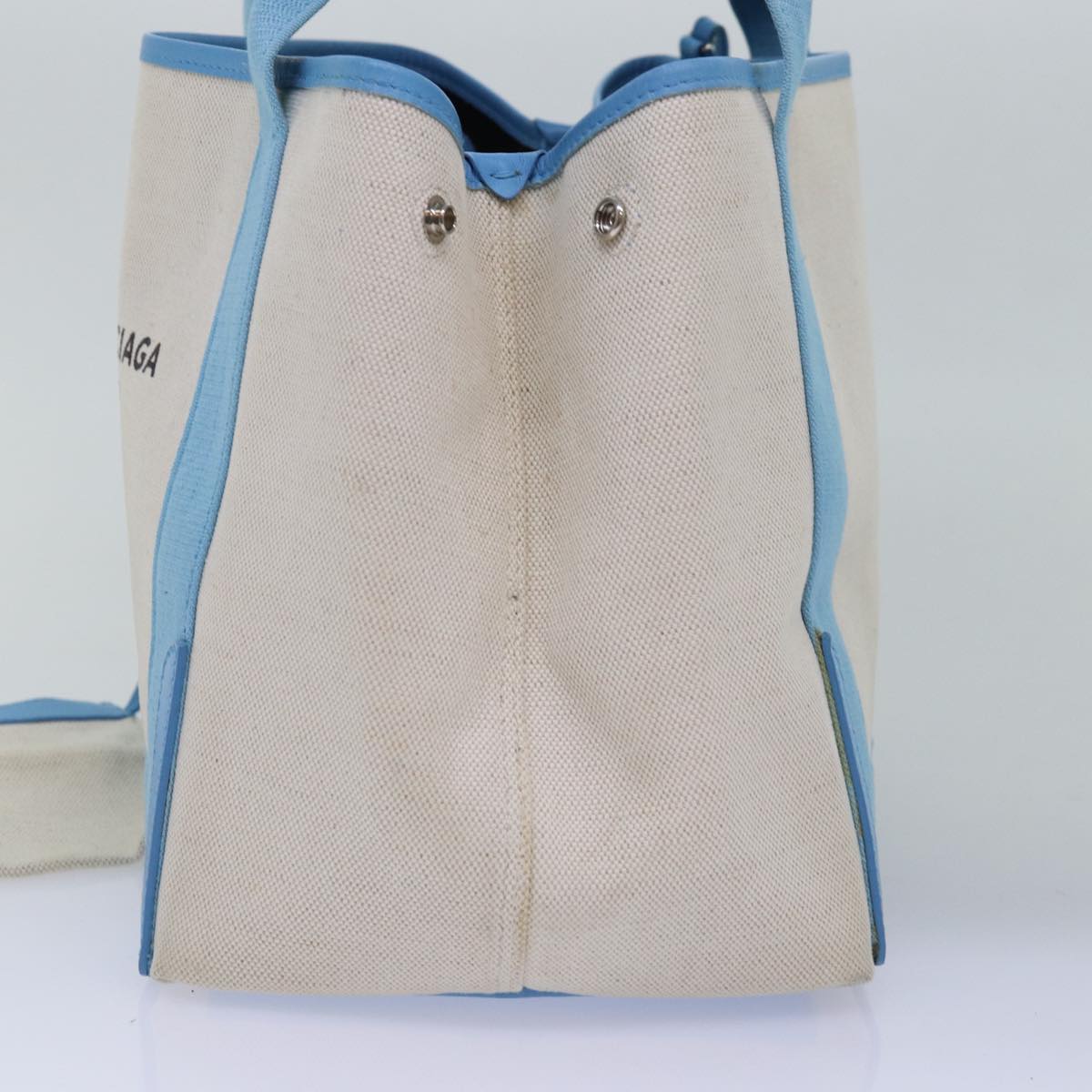 balenciaga Navy Cabas S Hand Bag Canvas Blue Gray 339933 Auth ac3029