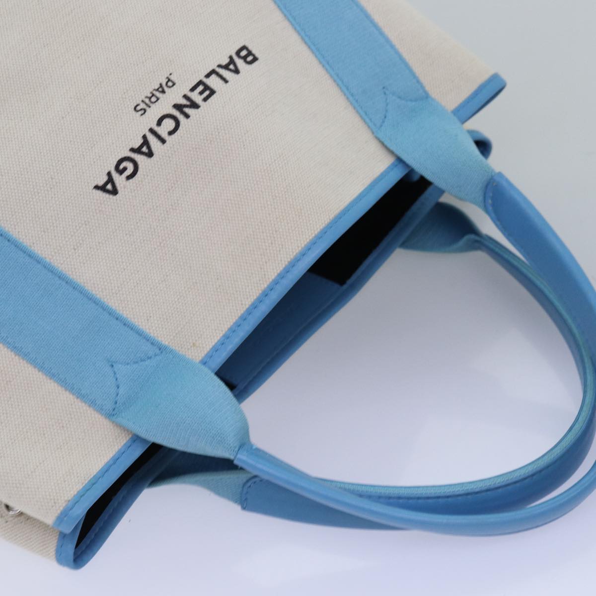 balenciaga Navy Cabas S Hand Bag Canvas Blue Gray 339933 Auth ac3029