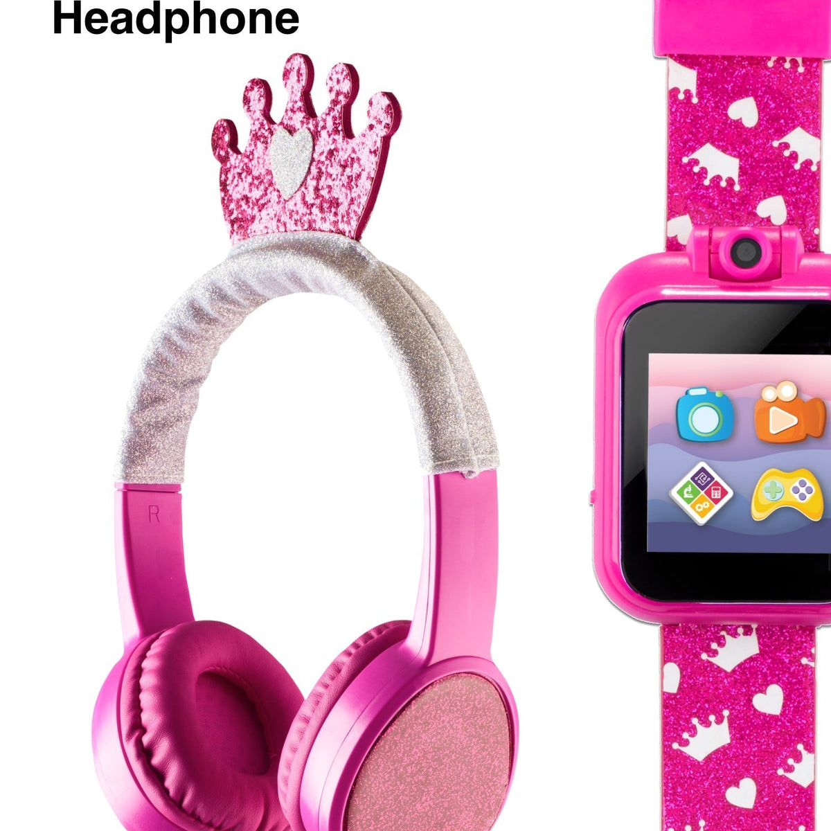PlayZoom Kids Smartwatch with Headphones: Fuchsia Multi with Crown