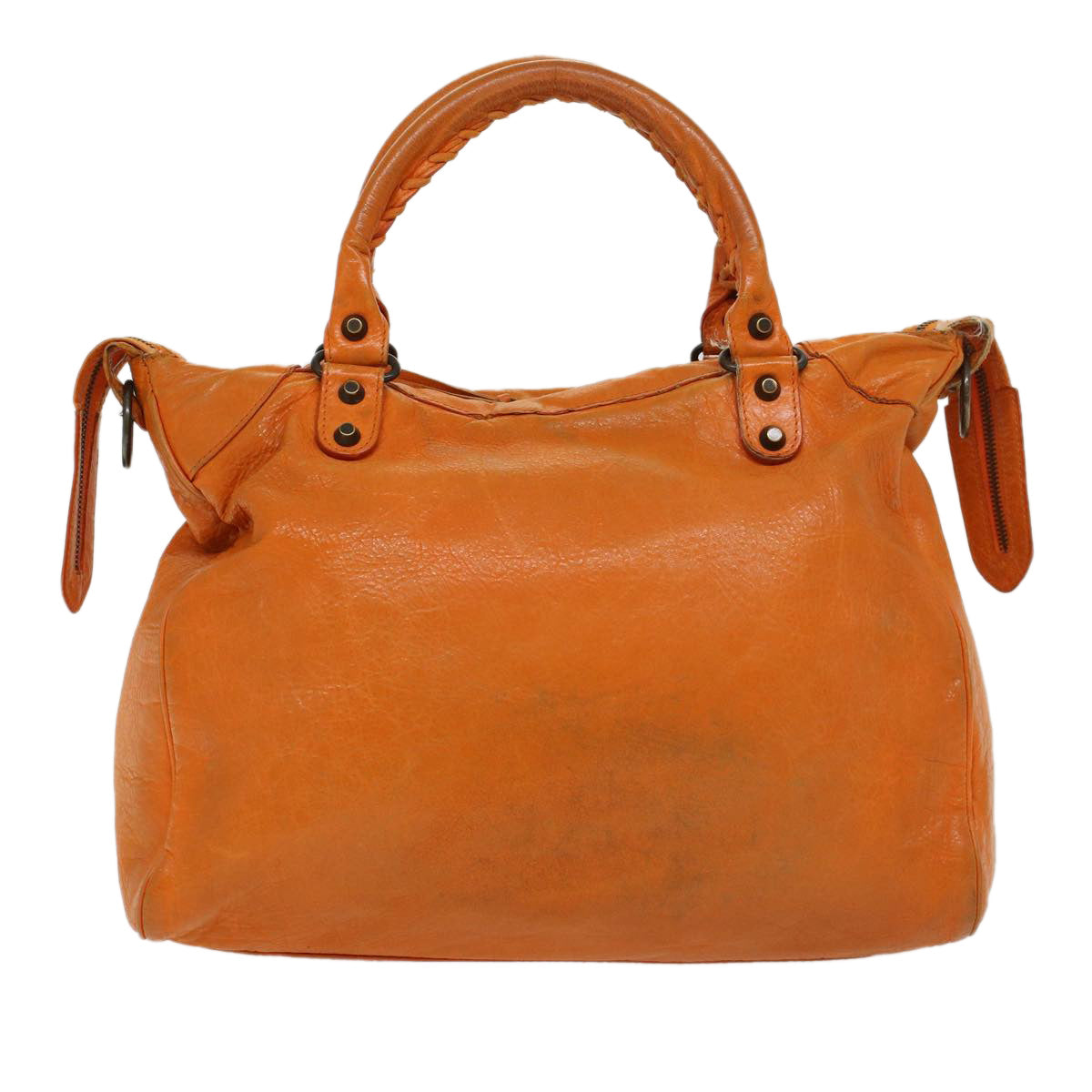 balenciaga Vero Hand Bag Leather 2way Orange Auth am4469