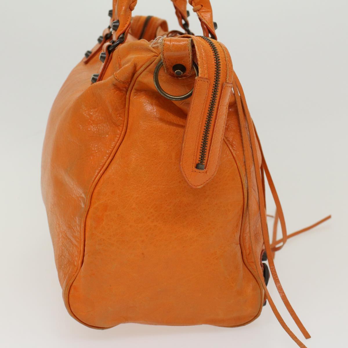 balenciaga Vero Hand Bag Leather 2way Orange Auth am4469