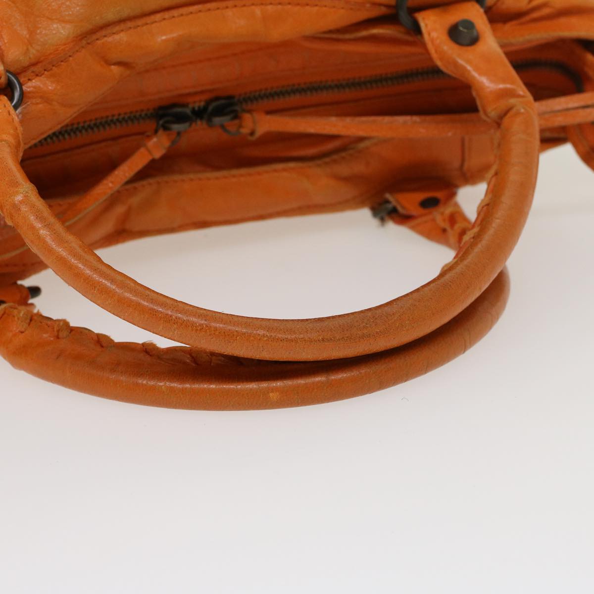 balenciaga Vero Hand Bag Leather 2way Orange Auth am4469