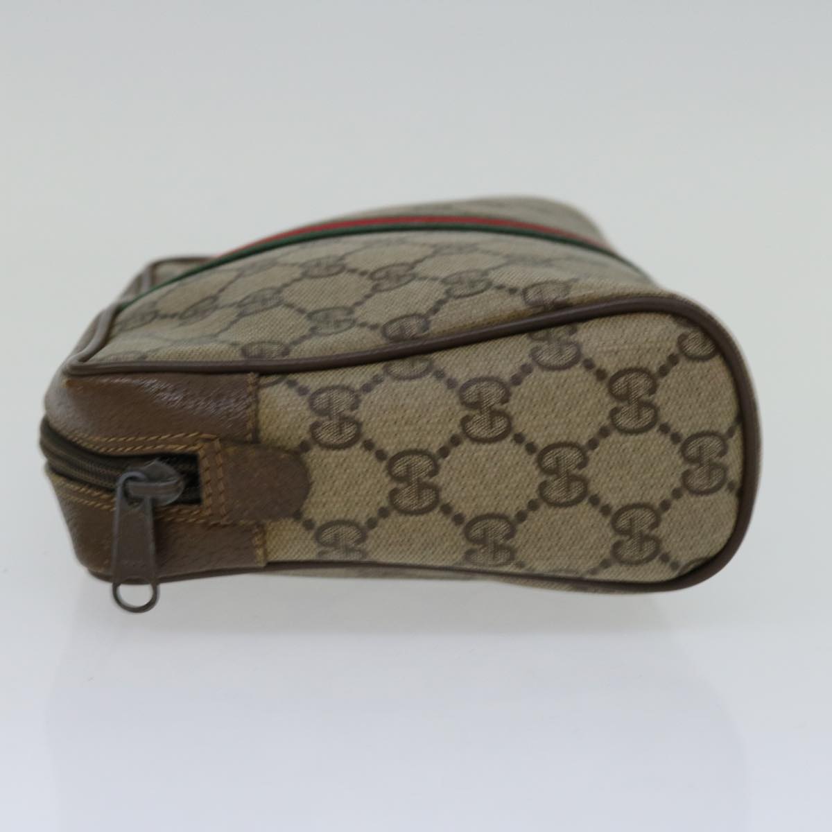 GUCCI GG Supreme Web Sherry Line Clutch Bag PVC Beige Red 89 01 012 Auth am5802