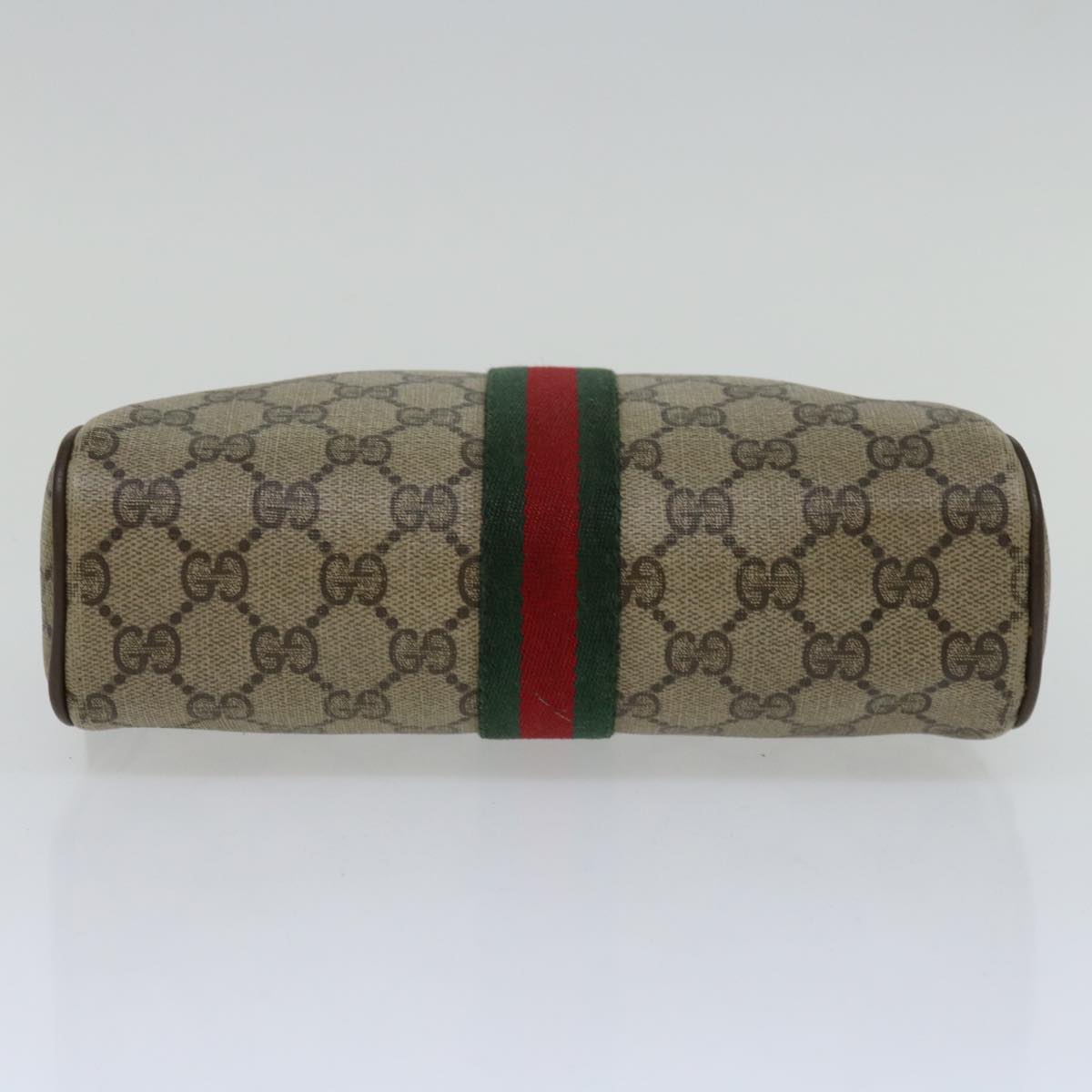 GUCCI GG Supreme Web Sherry Line Clutch Bag PVC Beige Red 89 01 012 Auth am5802
