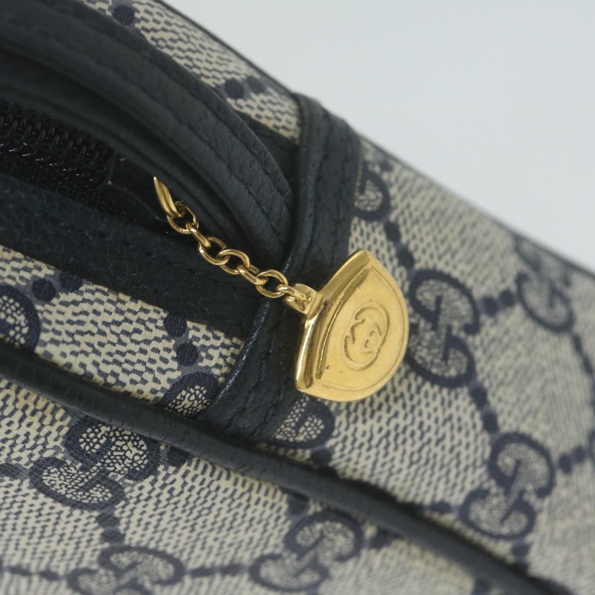 GUCCI GG Supreme Clutch Bag PVC Navy Auth am5841