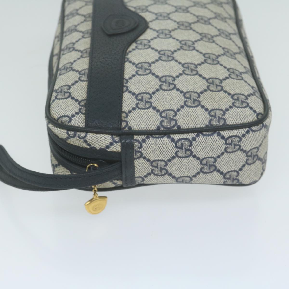 GUCCI GG Supreme Clutch Bag PVC Navy Auth am5841