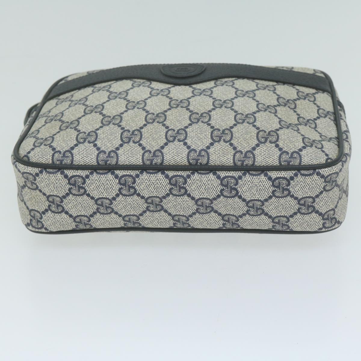 GUCCI GG Supreme Clutch Bag PVC Navy Auth am5841