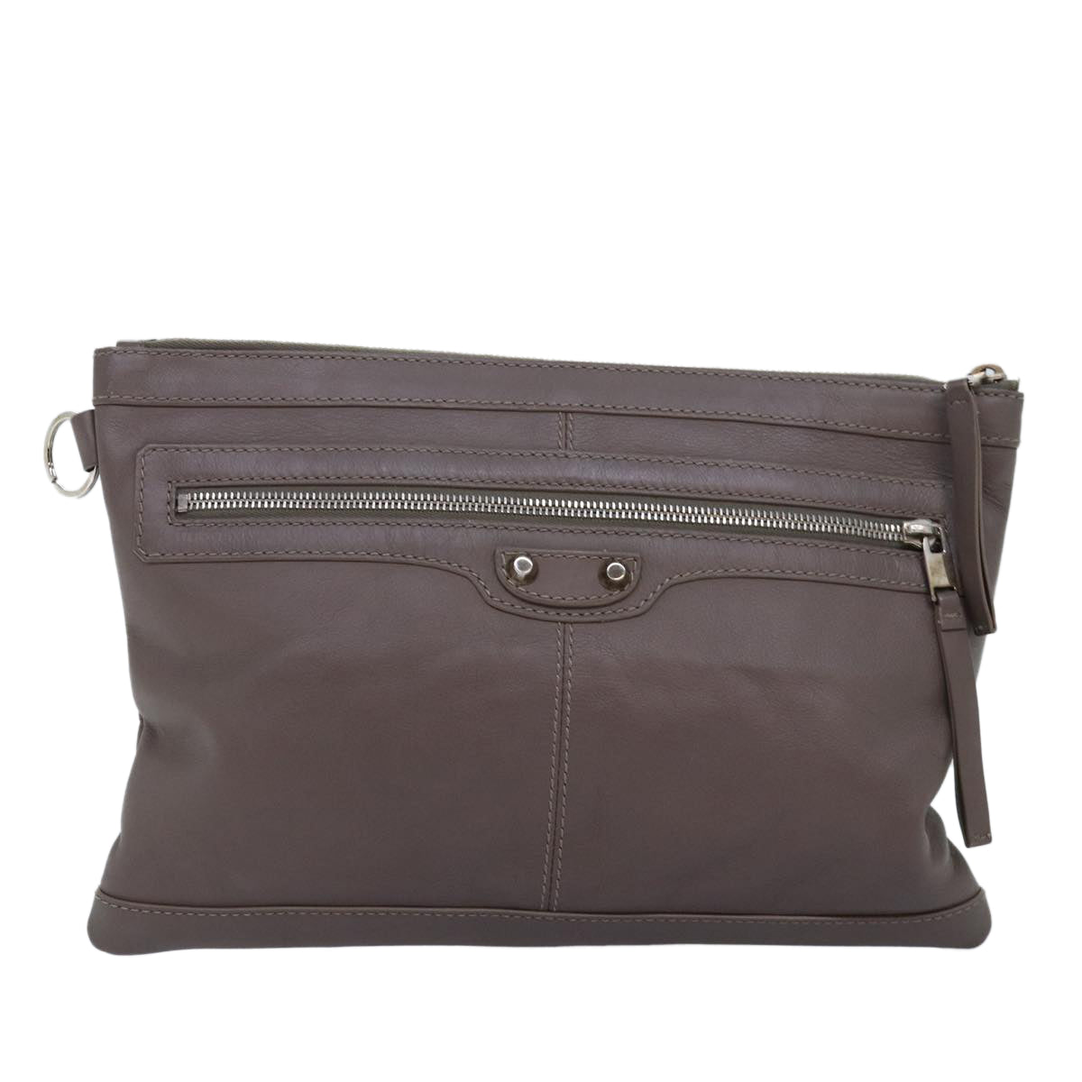 balenciaga Clutch Bag Leather Gray 273022 Auth am6190