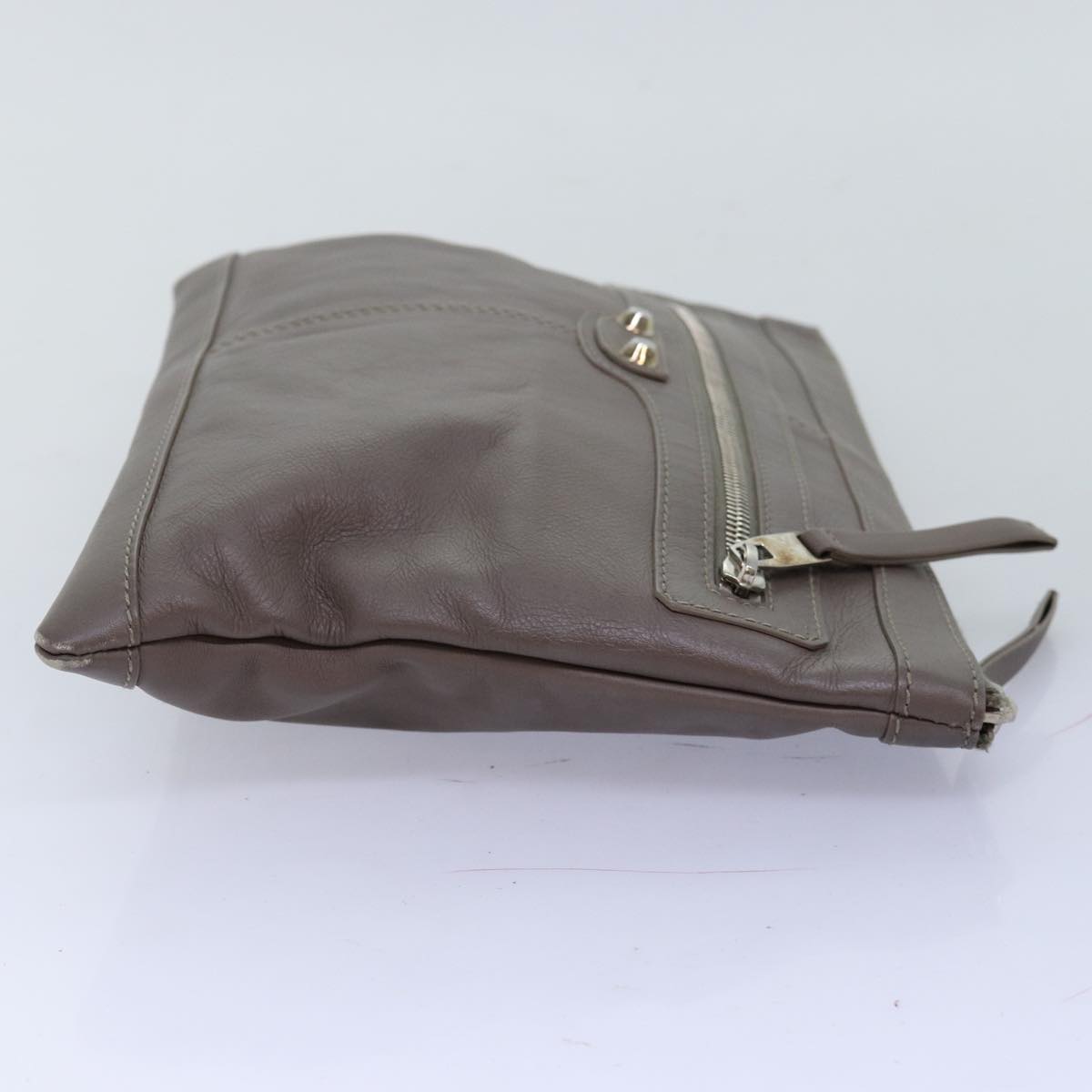 balenciaga Clutch Bag Leather Gray 273022 Auth am6190
