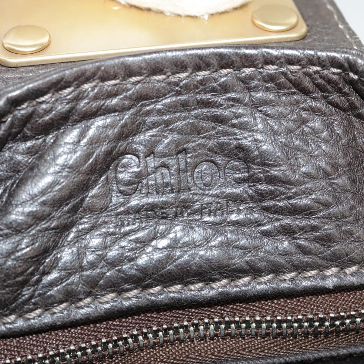 Chloe Paddington Hand Bag Leather Brown Gold Silver am7257