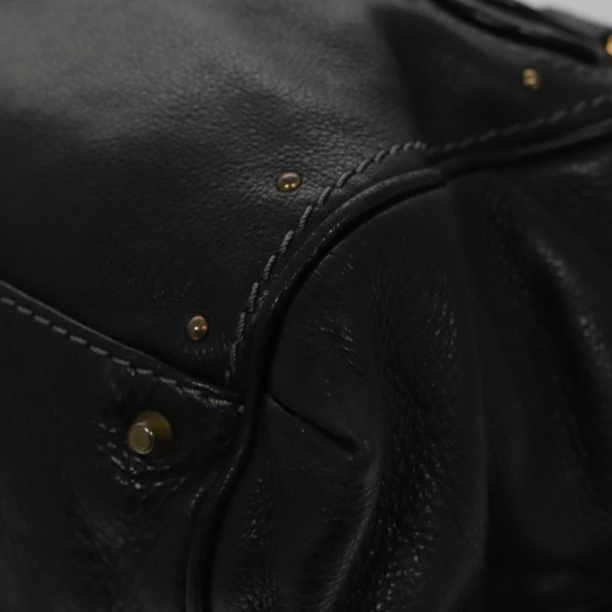 Chloe Paddington Hand Bag Leather Black Gold am7384