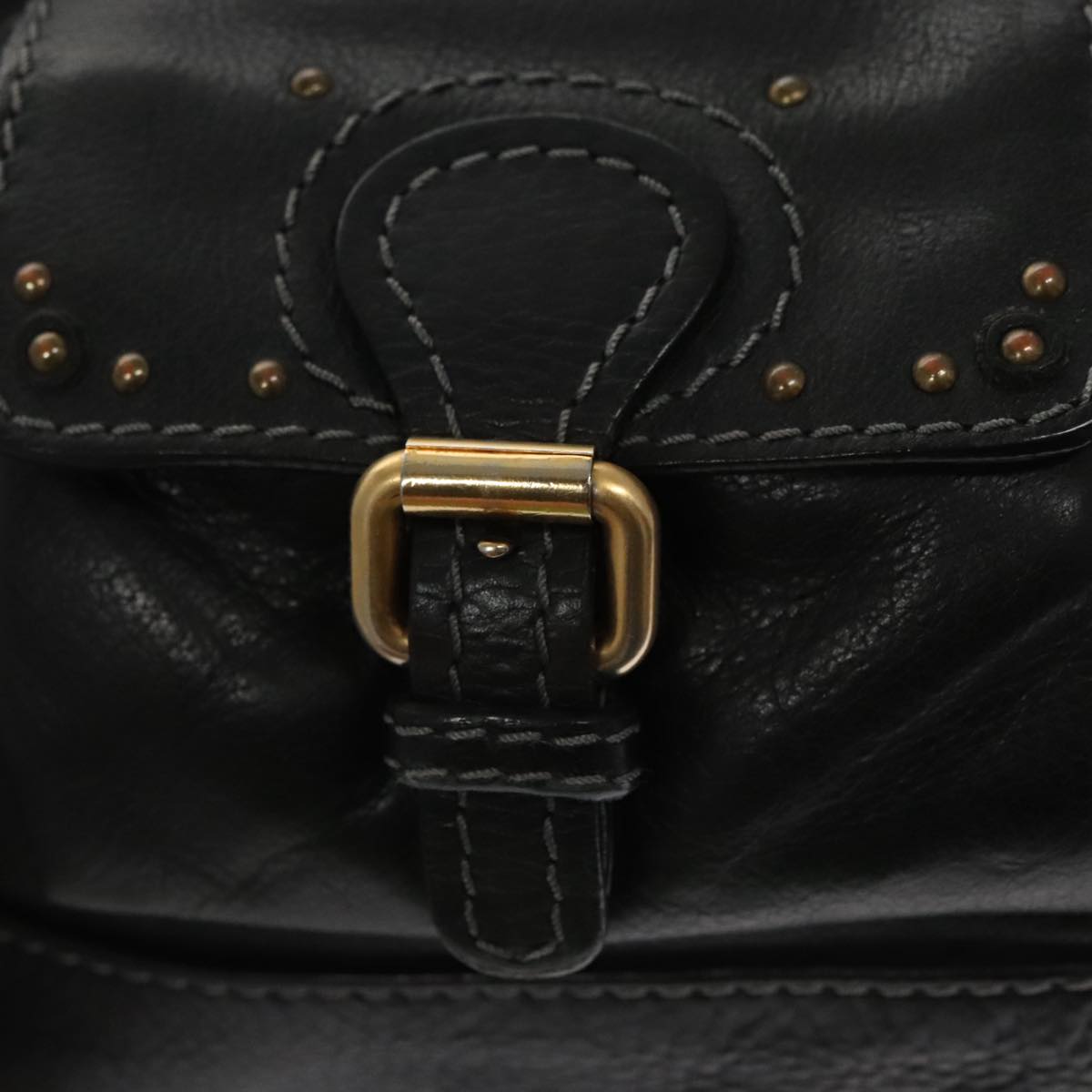 Chloe Paddington Hand Bag Leather Black Gold am7384