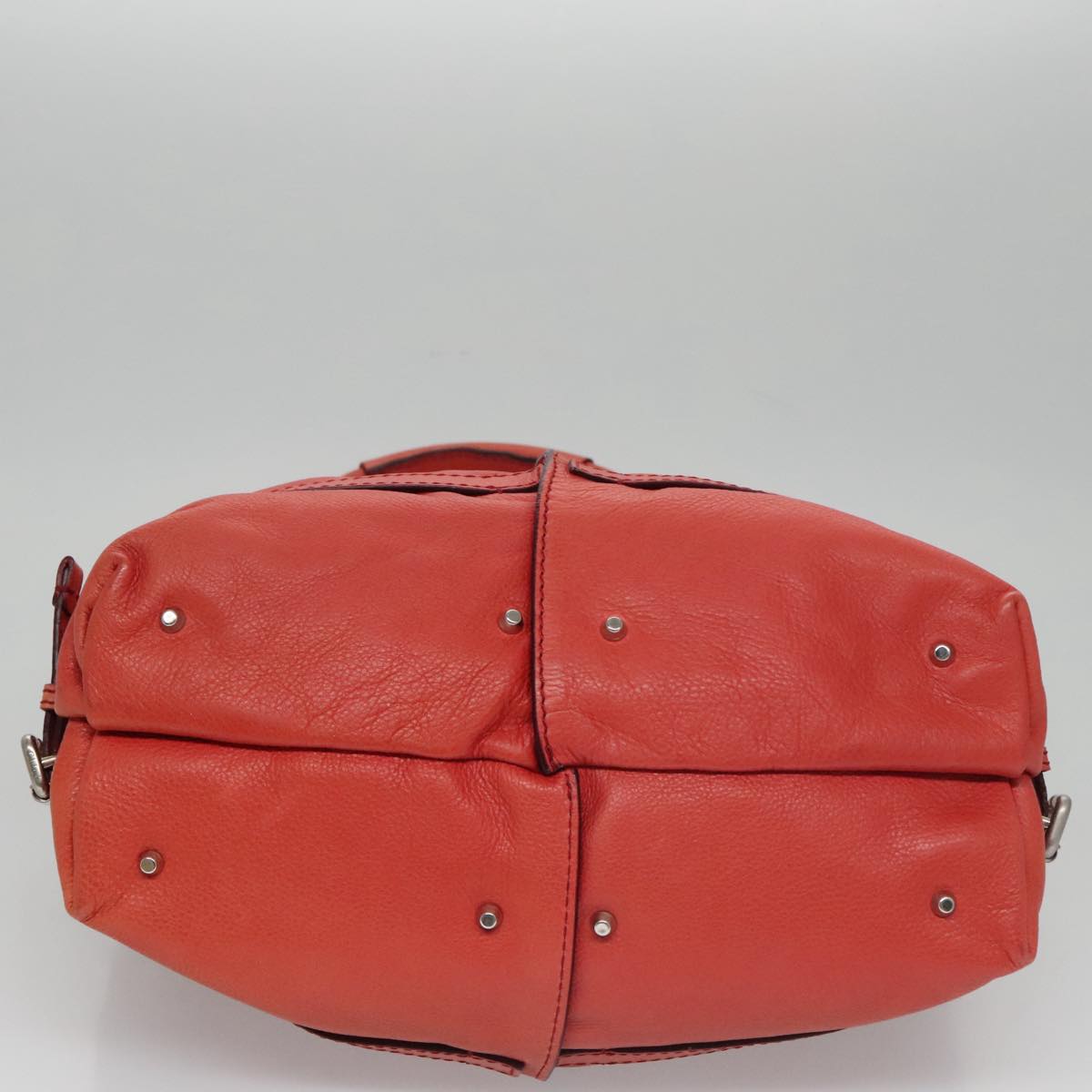 Chloe Paddington Hand Bag Leather Red Gold Silver am7388
