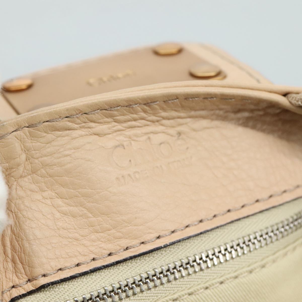 Chloe Paddington Hand Bag Leather Beige Gold Silver am7418