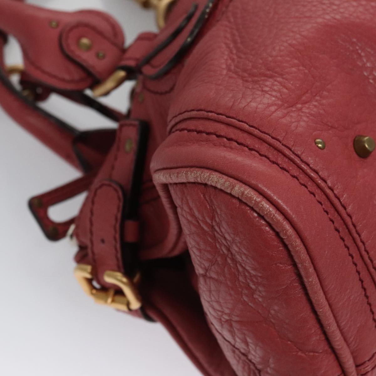 Chloe Paddington Hand Bag Leather Pink Gold Silver am7422