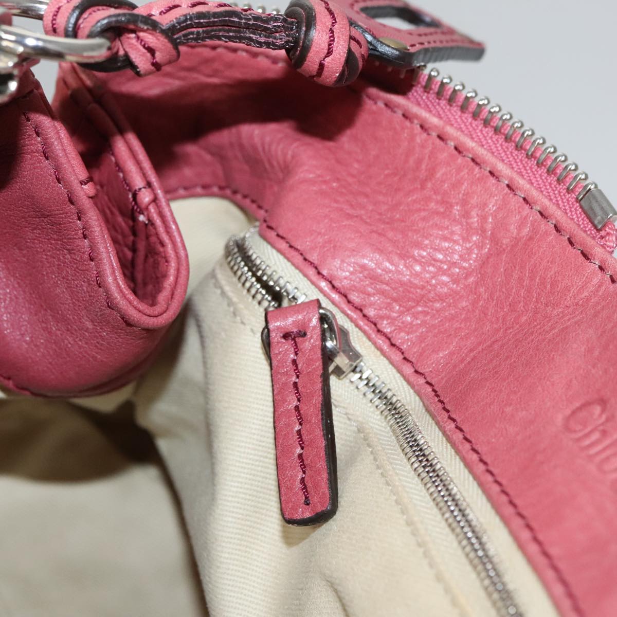 Chloe Paddington Hand Bag Leather Pink Gold Silver am7422