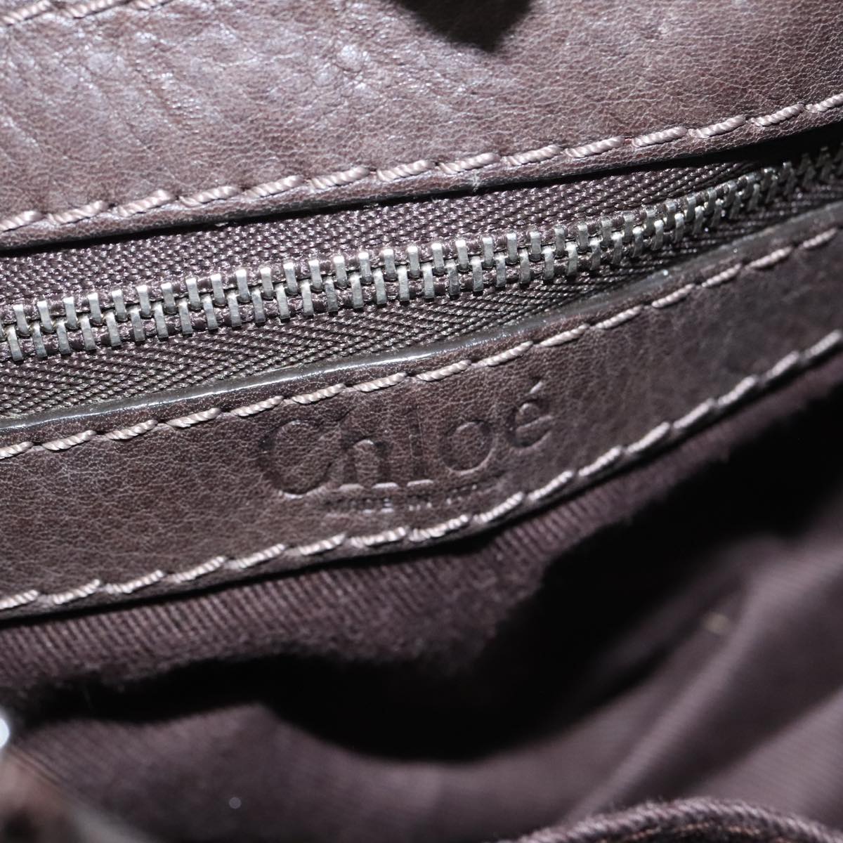 Chloe Paddington Mini Hand Bag Leather Dark Brown Gold Silver am7426