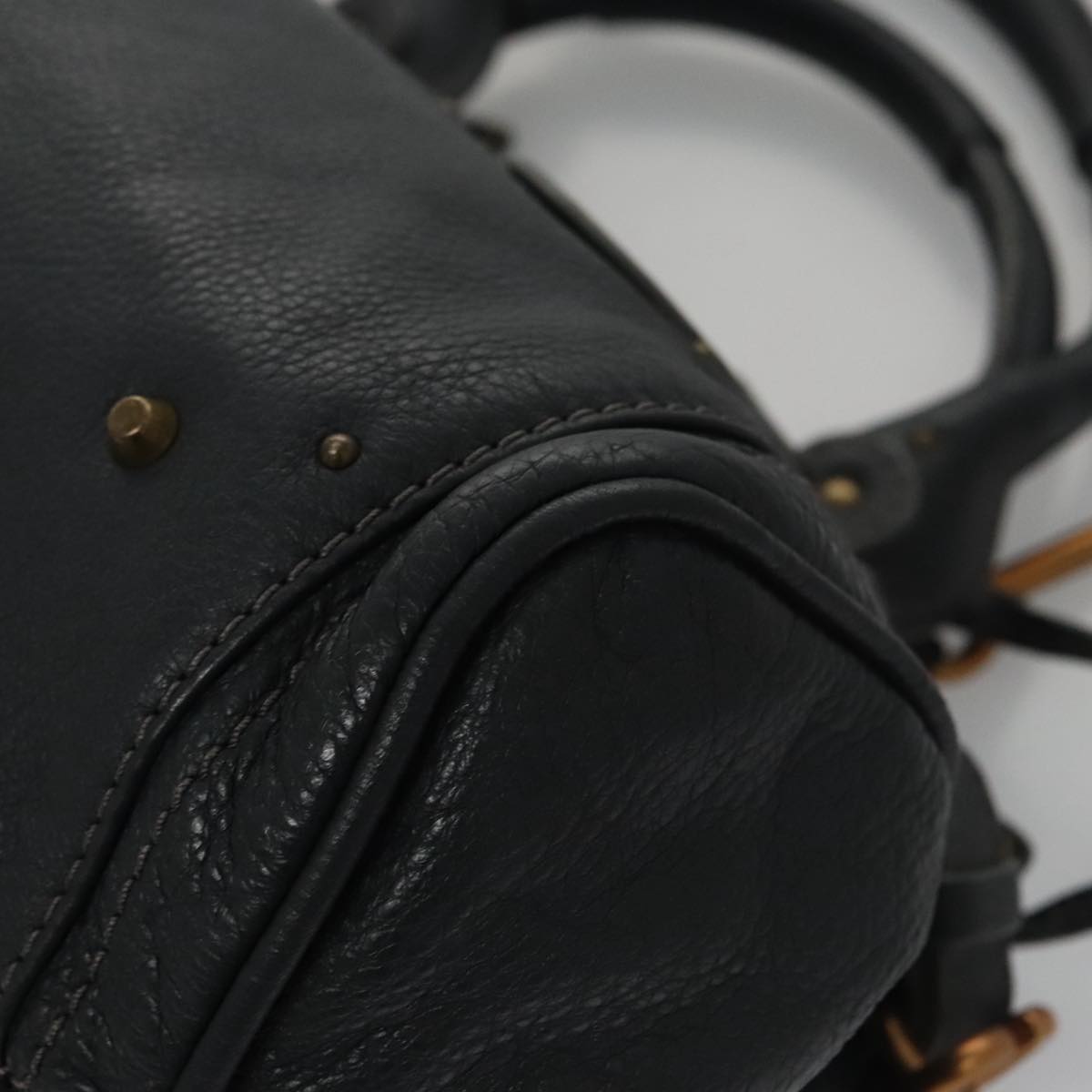 Chloe Paddington Hand Bag Leather Navy Gold Silver am7437