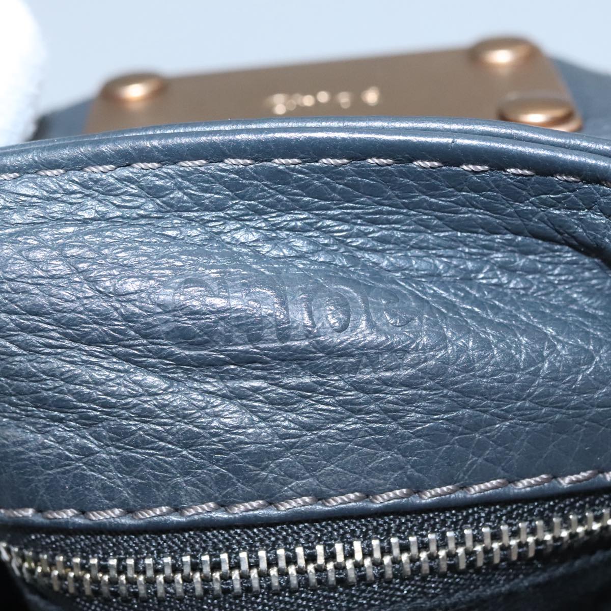 Chloe Paddington Hand Bag Leather Navy Gold Silver am7437