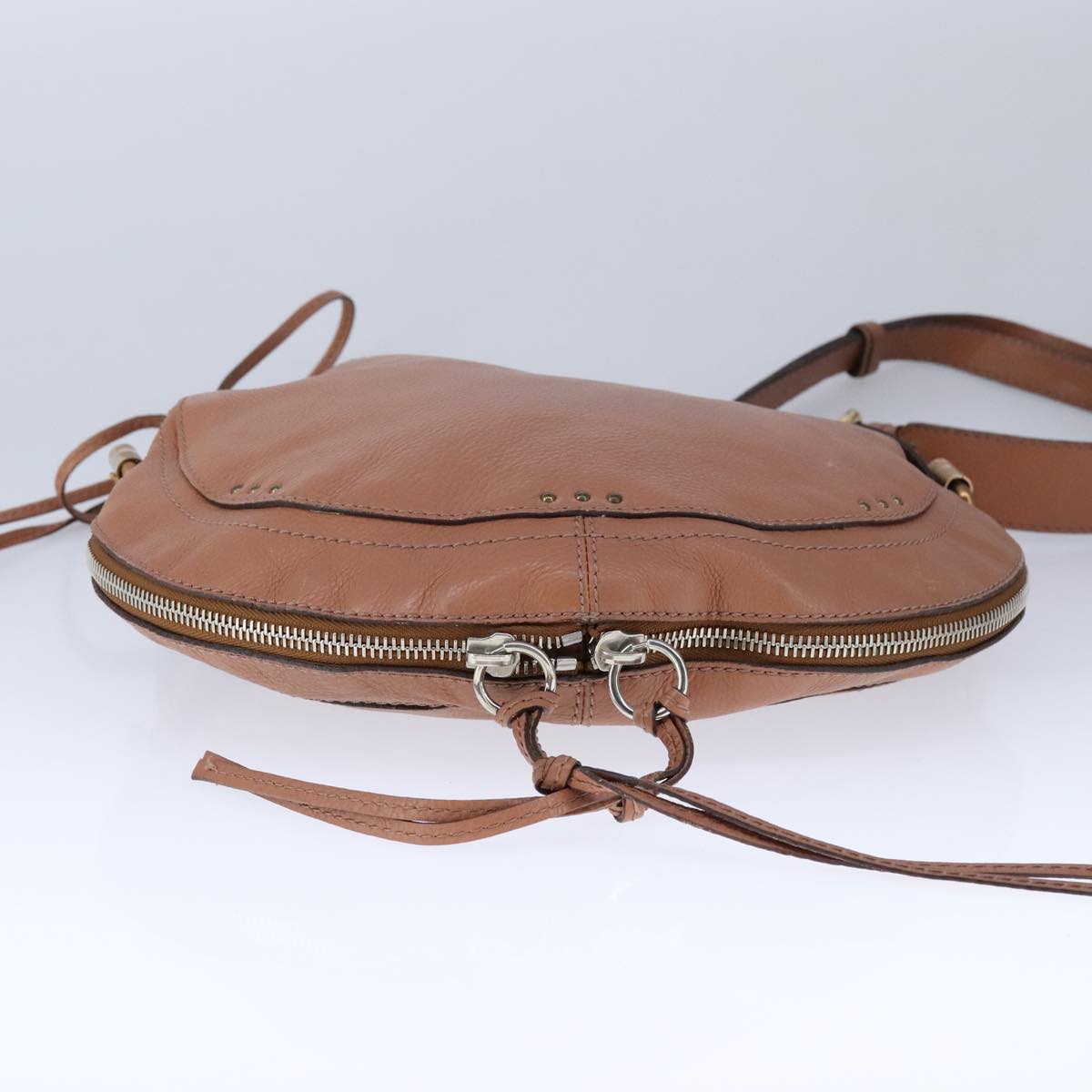 Chloe Paddington Shoulder Bag Leather Brown Gold Silver am7464