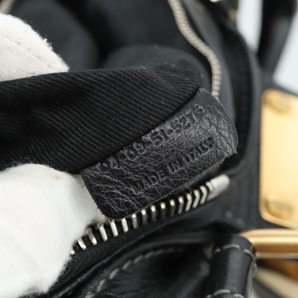 Chloe Paddington Hand Bag Leather Black Gold Silver am7480