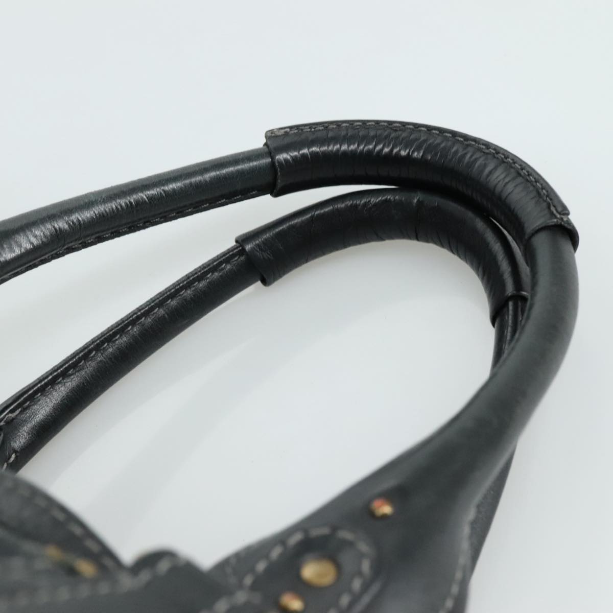 Chloe Paddington Hand Bag Leather Black Gold Silver am7480