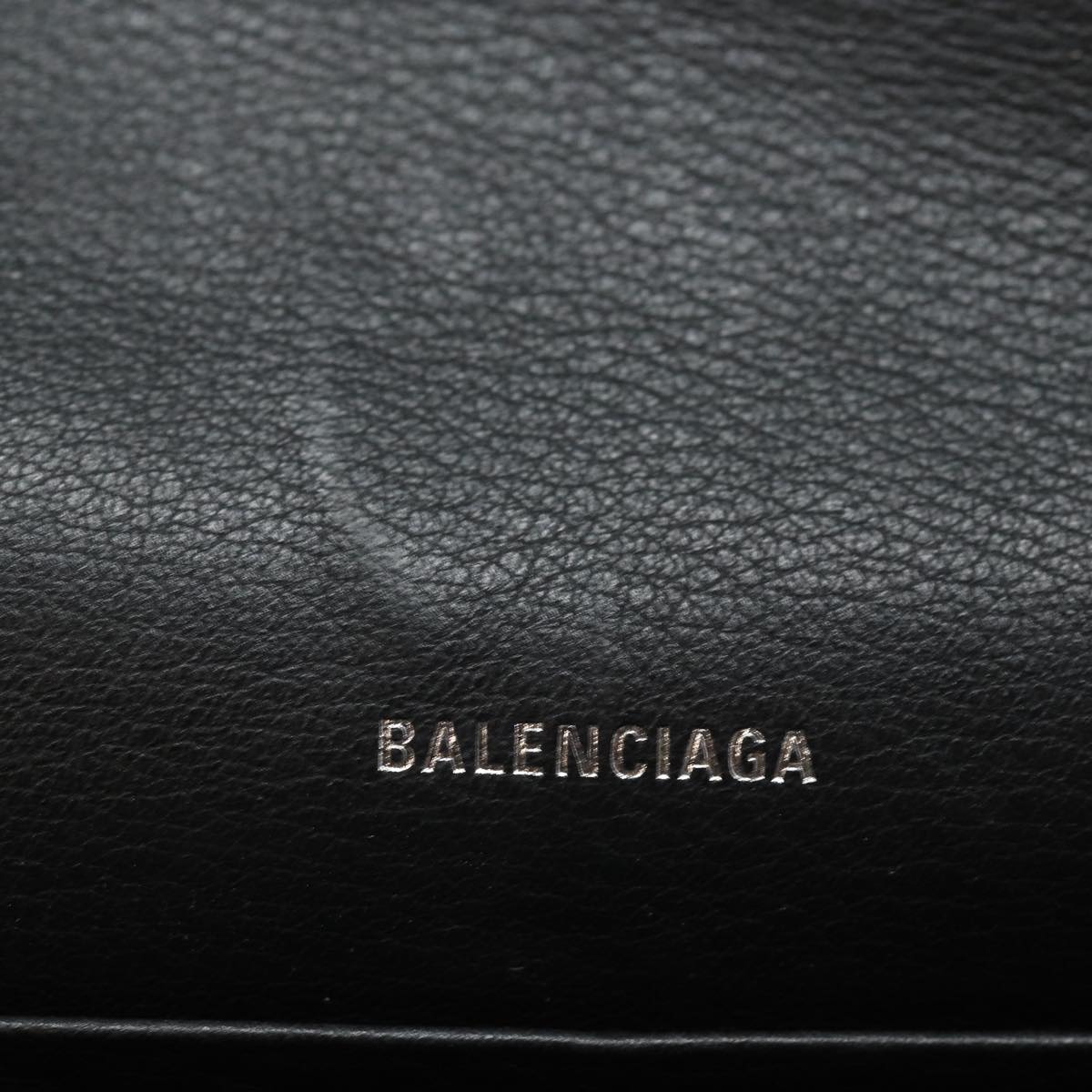 balenciaga Paper Manny Long Wallet Leather Black Silver 371661 Auth ar12342