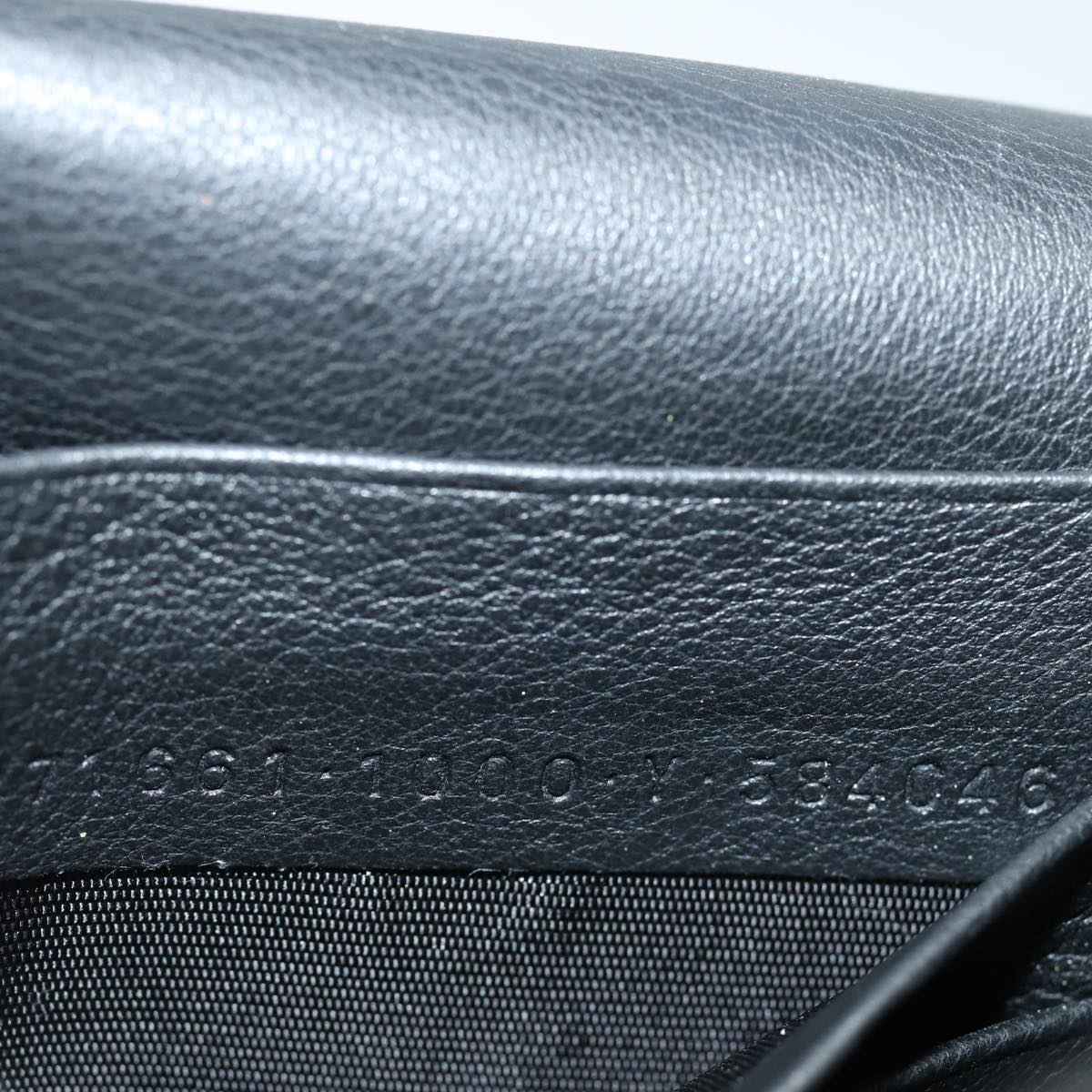 balenciaga Paper Manny Long Wallet Leather Black Silver 371661 Auth ar12342