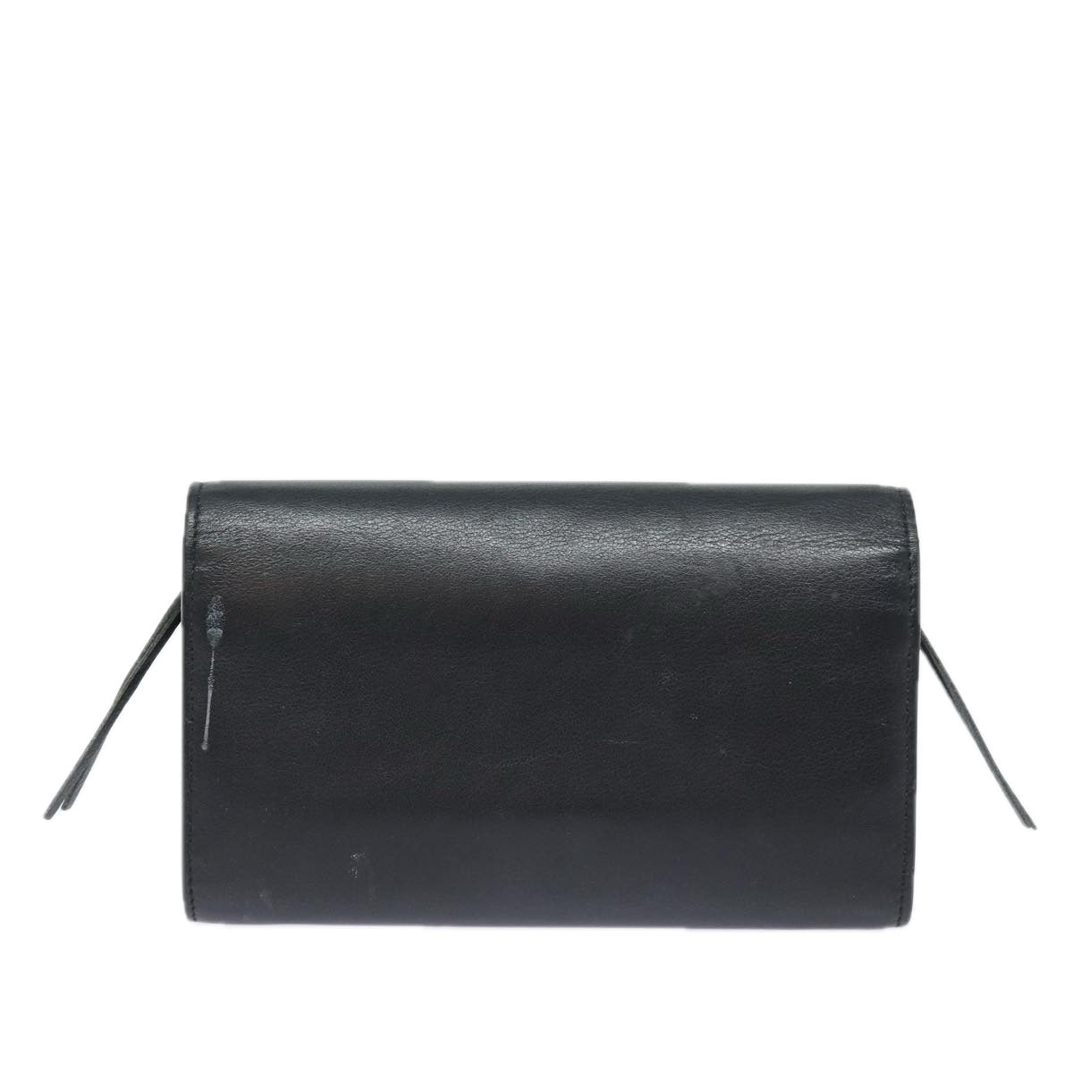 balenciaga Paper Manny Long Wallet Leather Black Silver 371661 Auth ar12342