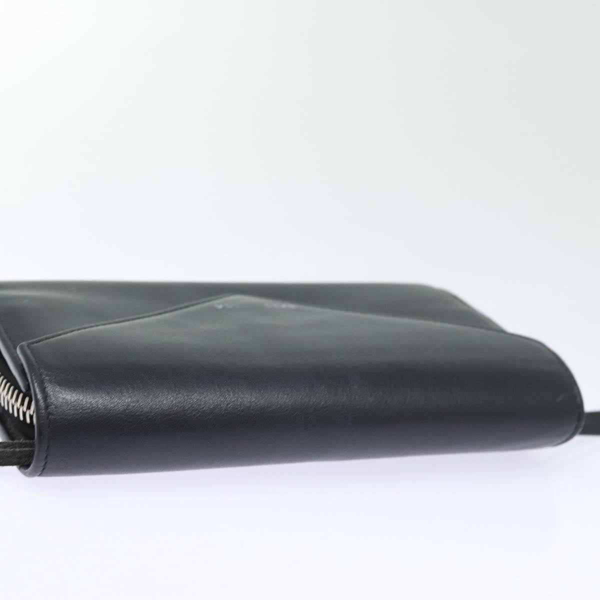 balenciaga Paper Manny Long Wallet Leather Black Silver 371661 Auth ar12342