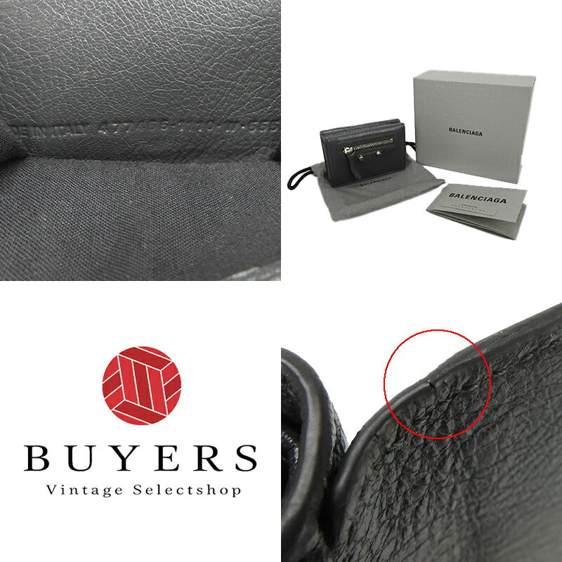 balenciaga Leather Tri-fold Wallet Gray