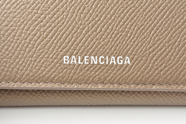 balenciaga Leather Card Case/Coin Case Light Brown